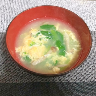 チンゲン菜とぶなしめじの卵スープ